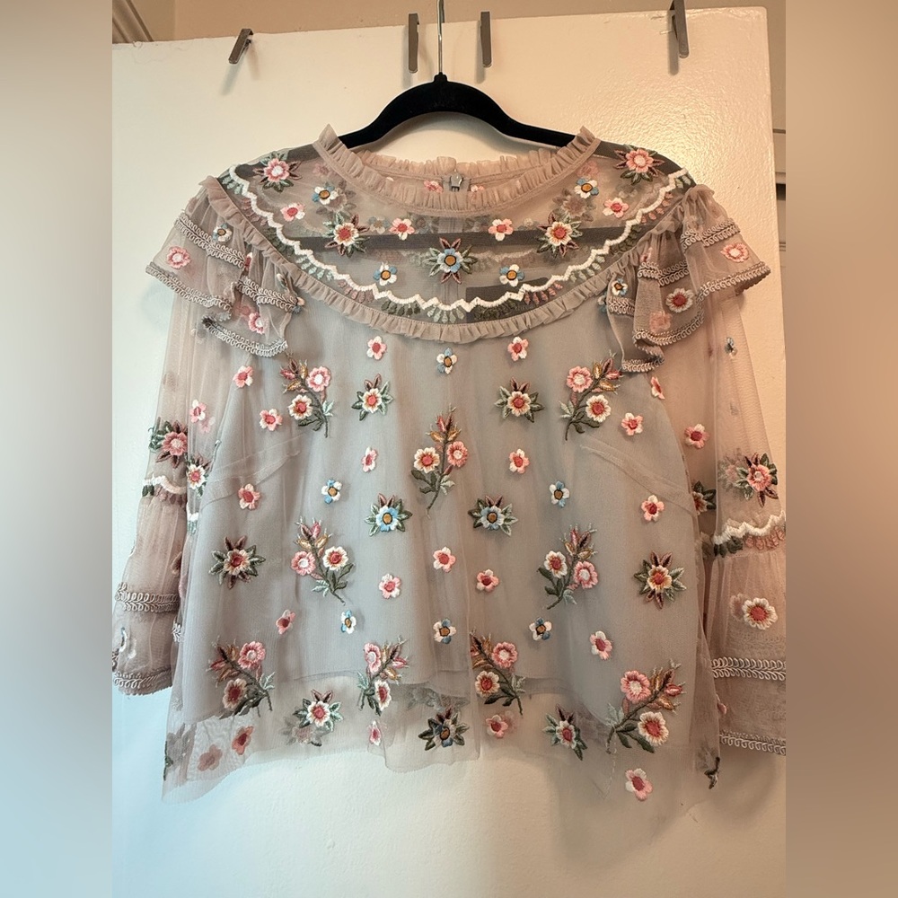 Needle & Thread Pink Floral Embroidered Blouse